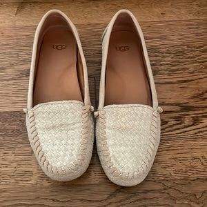 Ugg slip ons in metallic blush pink suede, size 8